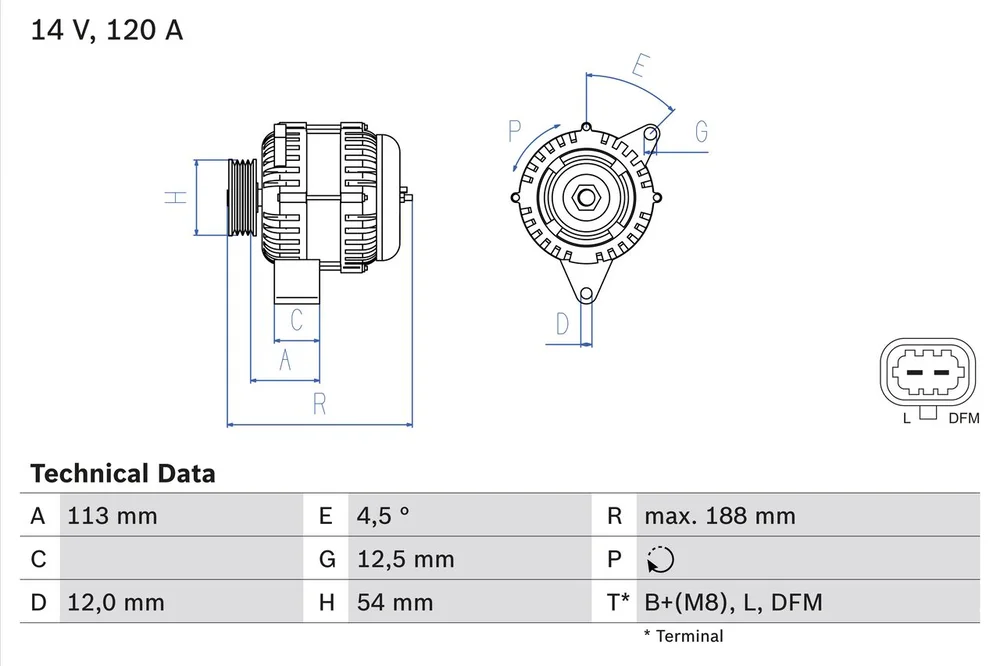 BO 0986080370 Alternátor BOSCH-výměnný díl