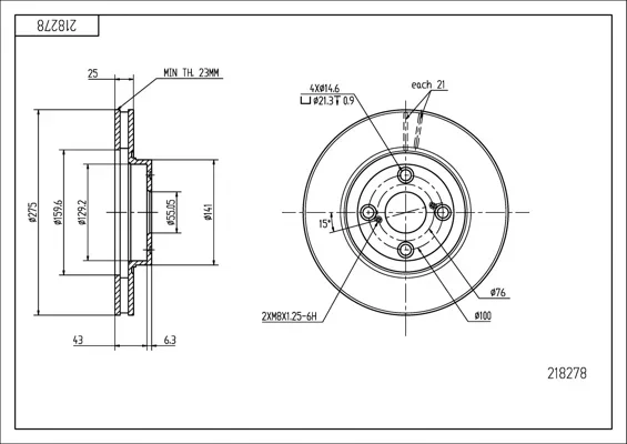 BRZ.KOTOUČ /P/COROLLA 02- /275/ HART 218278