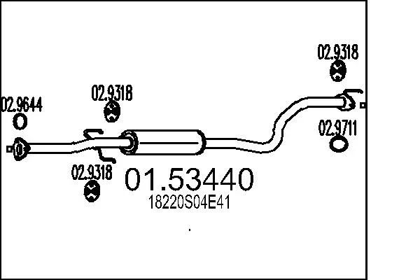 Stredni tlumic vyfuku MTS 01.53440 – OE 18220S04E41 Stredni tlumic vyfuku MTS 01.53440 – OE 18220S04E41