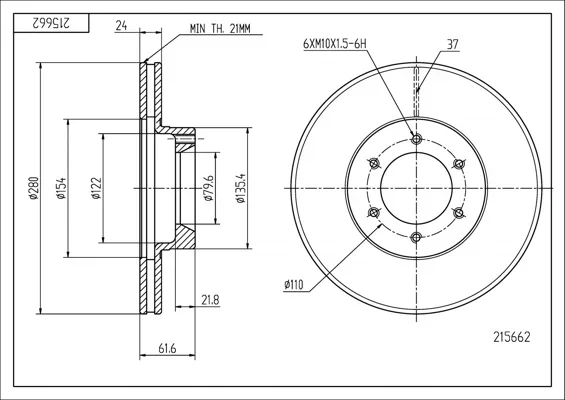 BRZ.KOTOUČ /P/ MASTER 2.5D,2.8TD 98- HART 215662