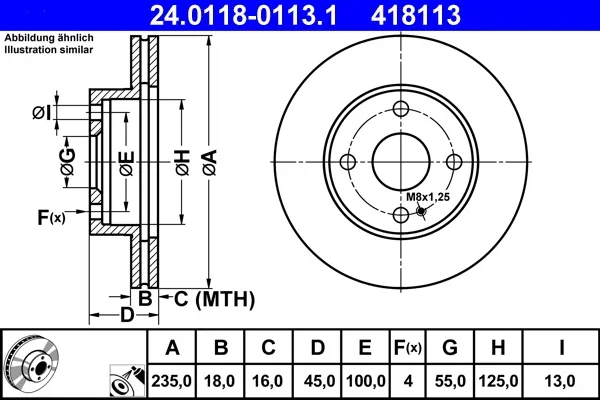 Brzdový kotouč ATE 24.0118-0113.1