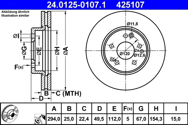 Brzdový kotouč ATE 24.0125-0107.1
