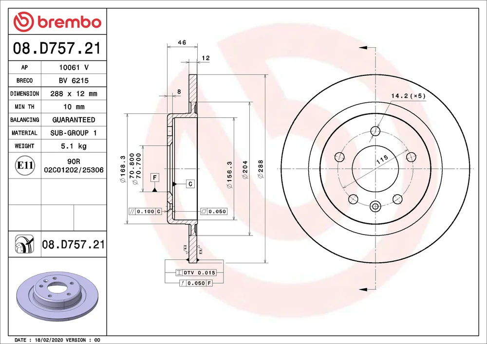 Brzdový kotouč BREMBO 08.D757.21