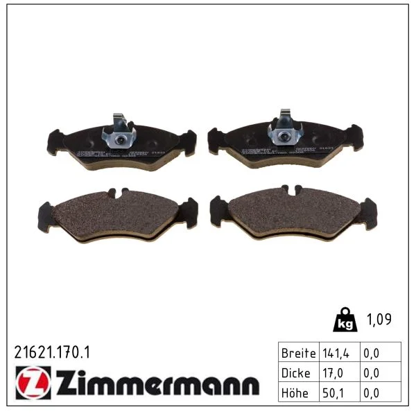 Sada brzdových destiček, kotoučová brzda ZIMMERMANN 21621.170.1